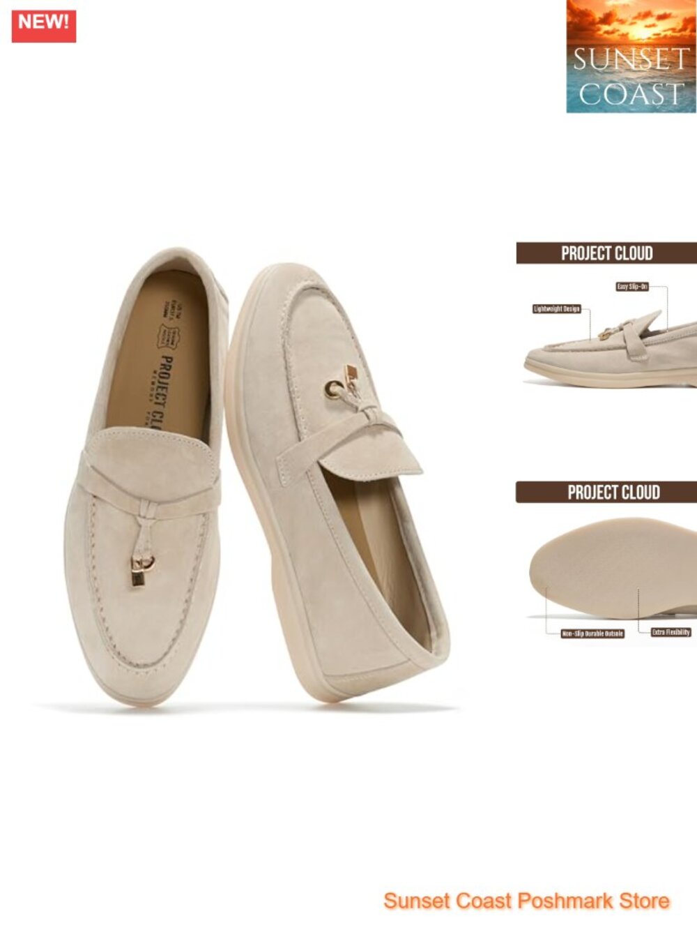 Genuine Leather Slip-On Loafers for Women Mocc Comfortable